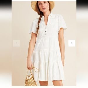 Anthropologie NEW Georgina Ivory tiered shirtdress small